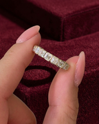 Asscher Cut Diamond Half Eternity Band, Bezel Set Asscher Diamond Wedding Band, Stackable Diamond Ring, Anniversary Diamond Band