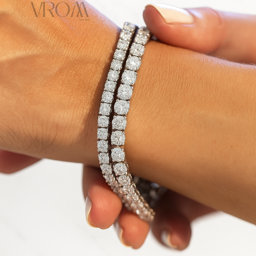 Classic Round Lab Grown Diamond Tennis Bracelet in Solid 14K Gold