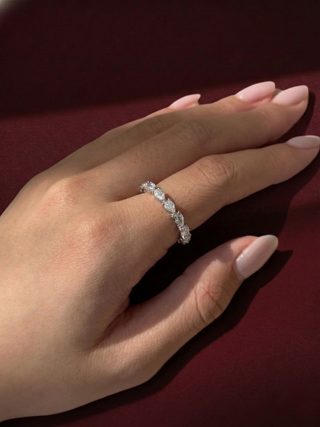 Pear Lab Grown Diamond Full Eternity Band, Pear Diamond Wedding Band, 2.20 Carat Diamond Eternity Ring, Pear Diamond Anniversary Band