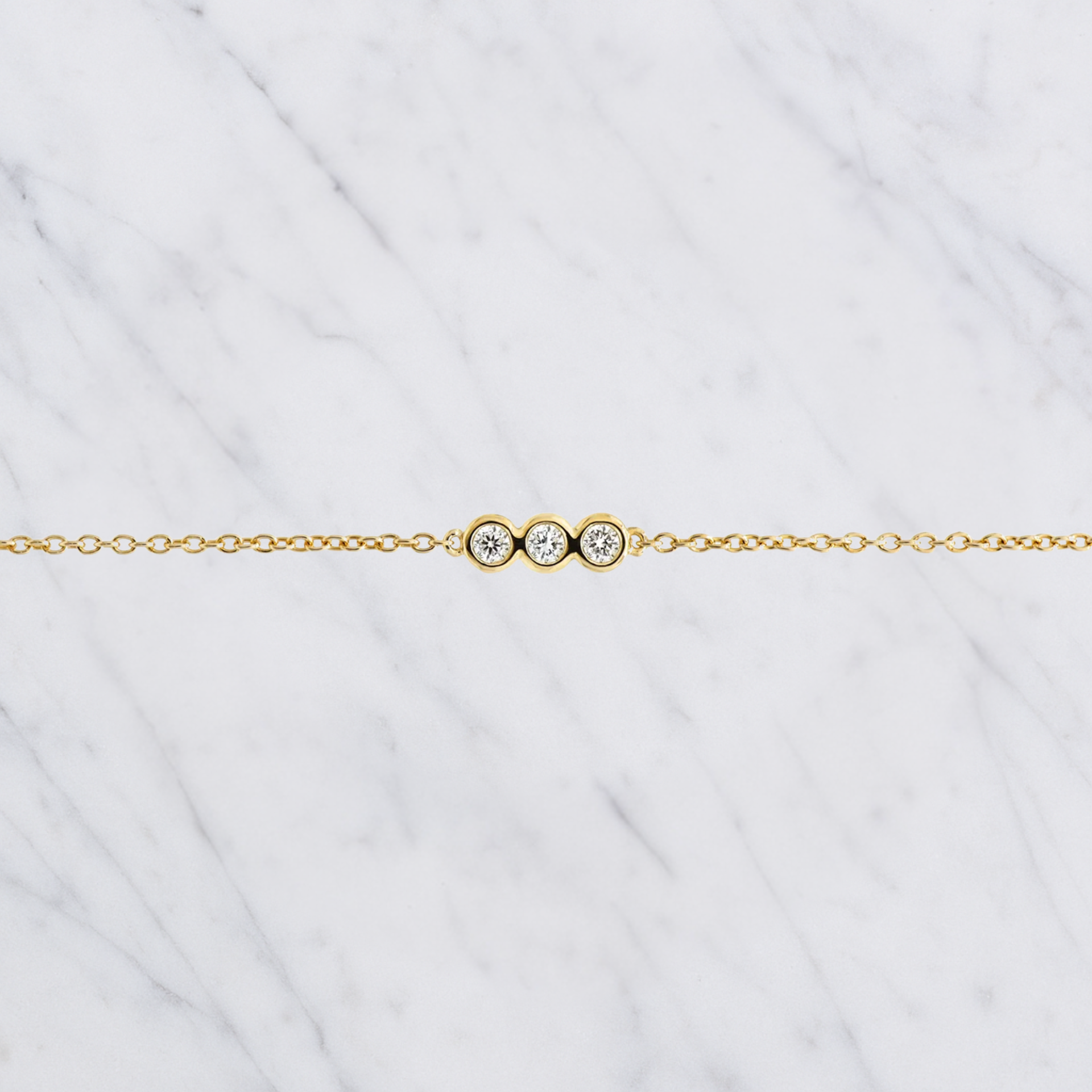 Dainty Trio Round Lab Grown Diamond Bracelet in Solid 14K Gold