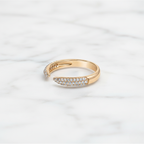 Pavé Wrap Ring Open Curve Design | Lab Grown Diamond | 14K Yellow Gold