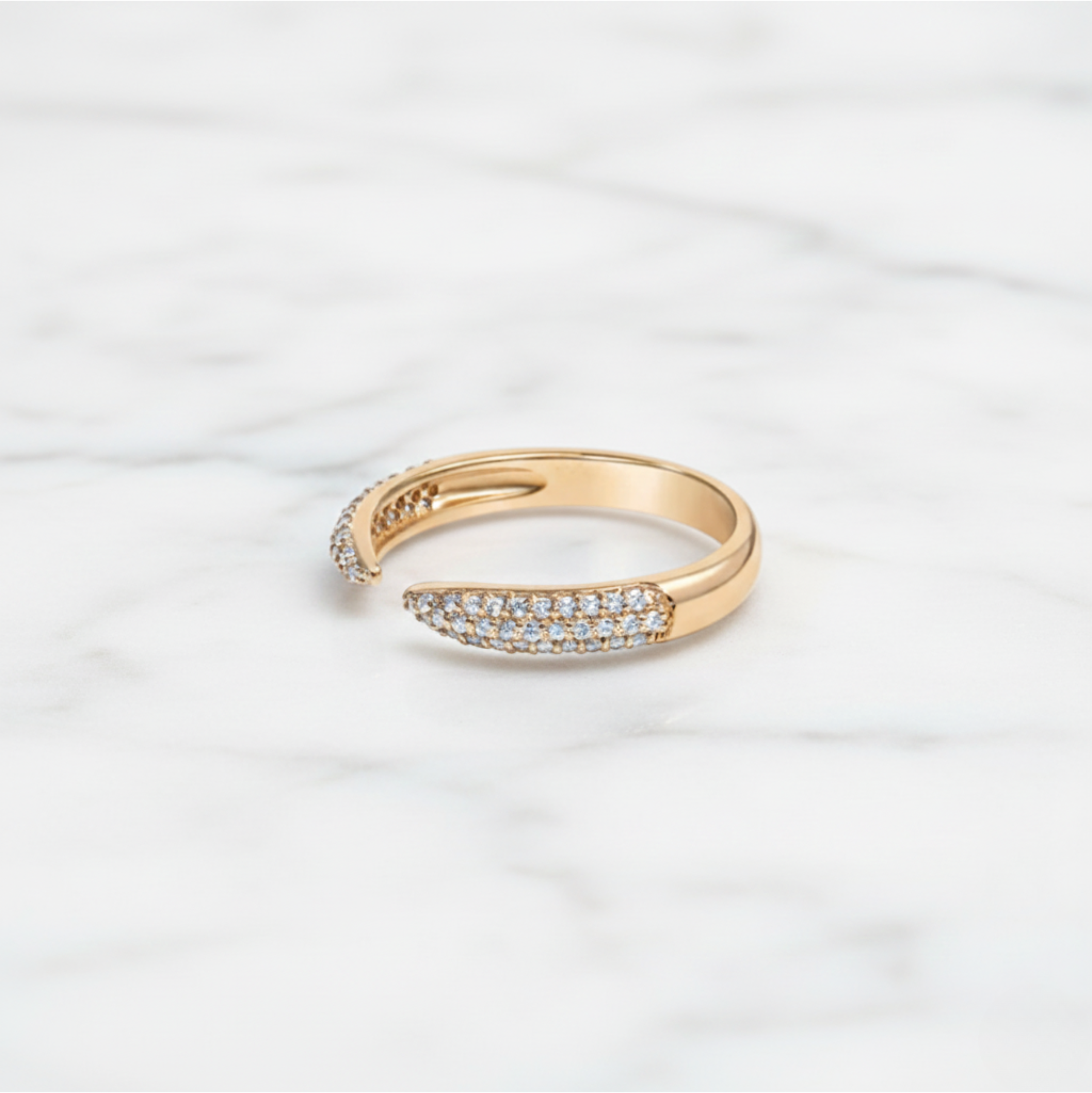 Pavé Wrap Ring Open Curve Design | Lab Grown Diamond | 14K Yellow Gold
