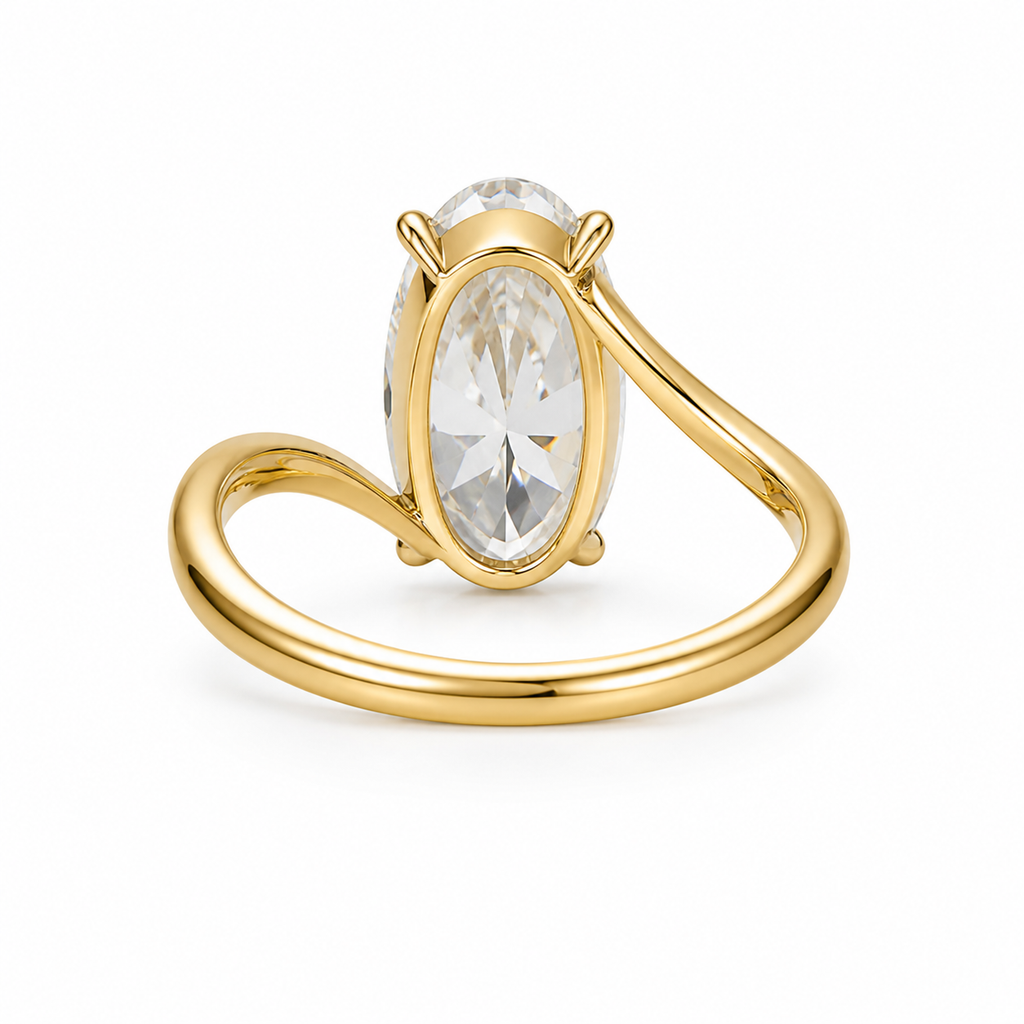 Old Mine Oval Lab Grown Diamond Engagement Ring | 2 CT | Twisted Vintage Ring | Antique Style | 14K Gold