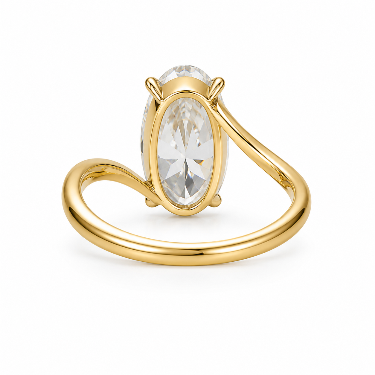 Old Mine Oval Lab Grown Diamond Engagement Ring | 2 CT | Twisted Vintage Ring | Antique Style | 14K Gold