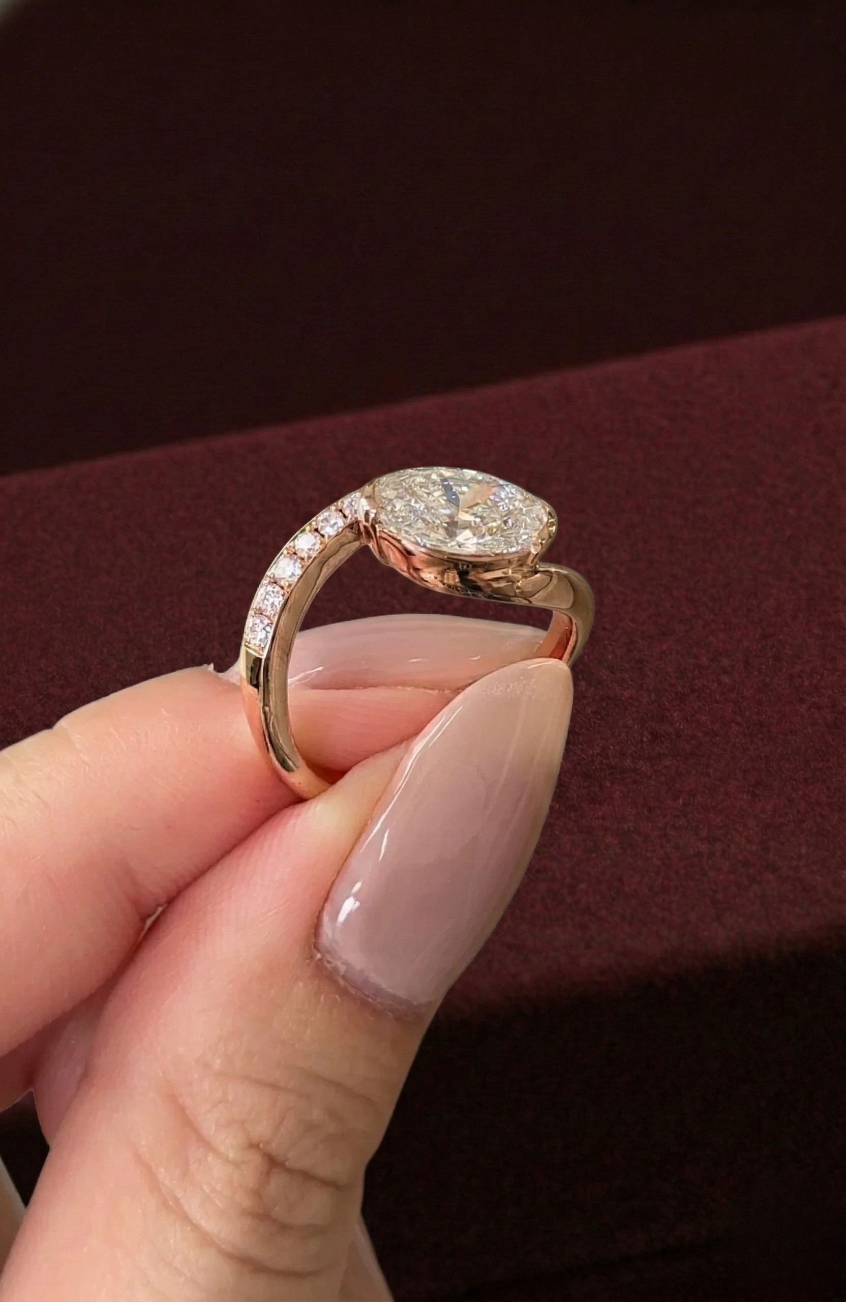 Oval Lab Grown Diamond Engagement Ring, Oval Solitaire Twist Ring, 14K Gold Diamond Ring, Unique Bypass Engagement Ring, IGI Certified