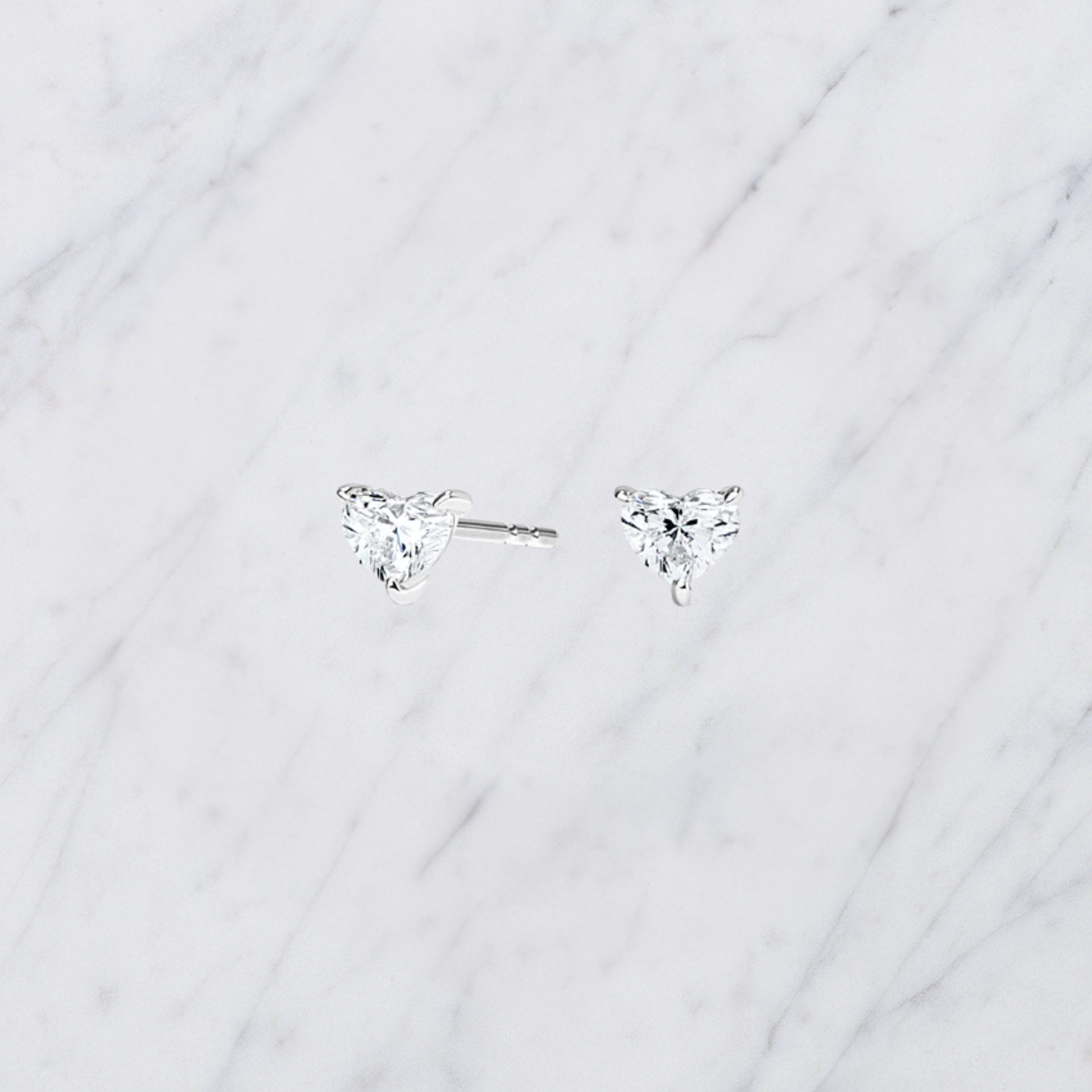 Heart Shape Diamond Stud Earrings | Lab Grown | 14K Yellow Gold