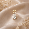 Dainty Lab Diamond Pear Charm Earrings: 14k Gold Bridal Jewelry