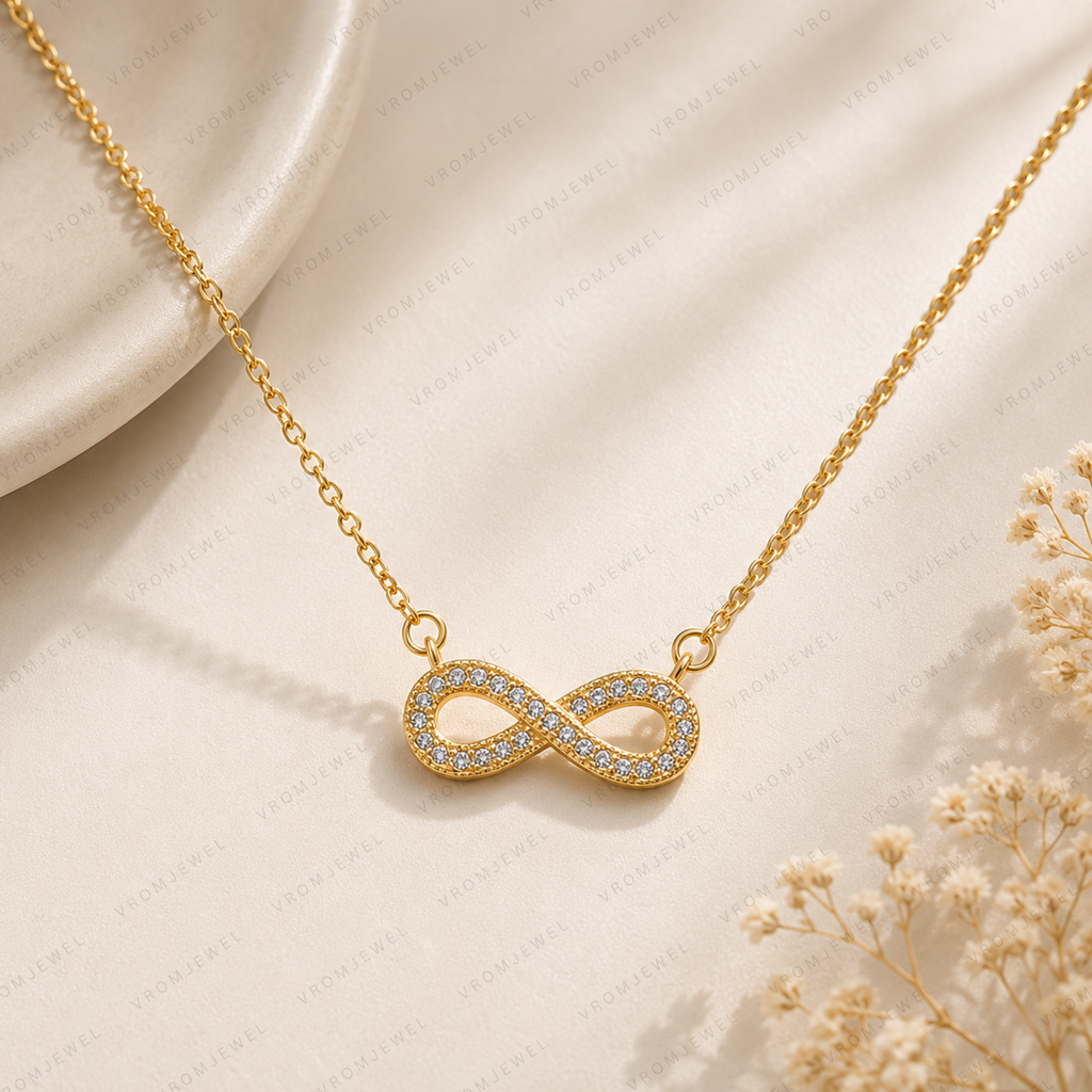 Infinity Lab Grown Diamond Necklace, Infinity Symbol Necklace, Geometric Diamond Necklace, Solid Gold Infinity Necklace, Minimalist Necklace