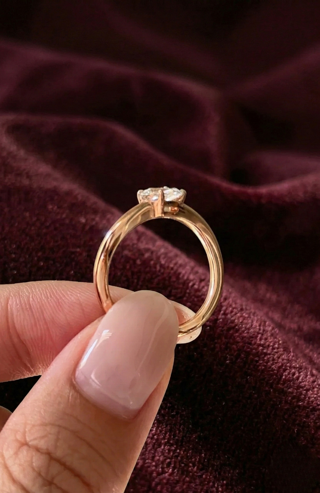 Pear Lab Grown Diamond Engagement Ring, Minimalist Pear Solitaire Ring, 14K Yellow Gold Open Diamond Ring, Unique Promise Ring