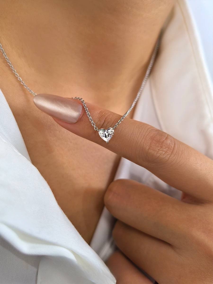 Dainty Heart Pendant Necklace | Lab Grown Diamond | 14K Yellow Gold Minimal Style