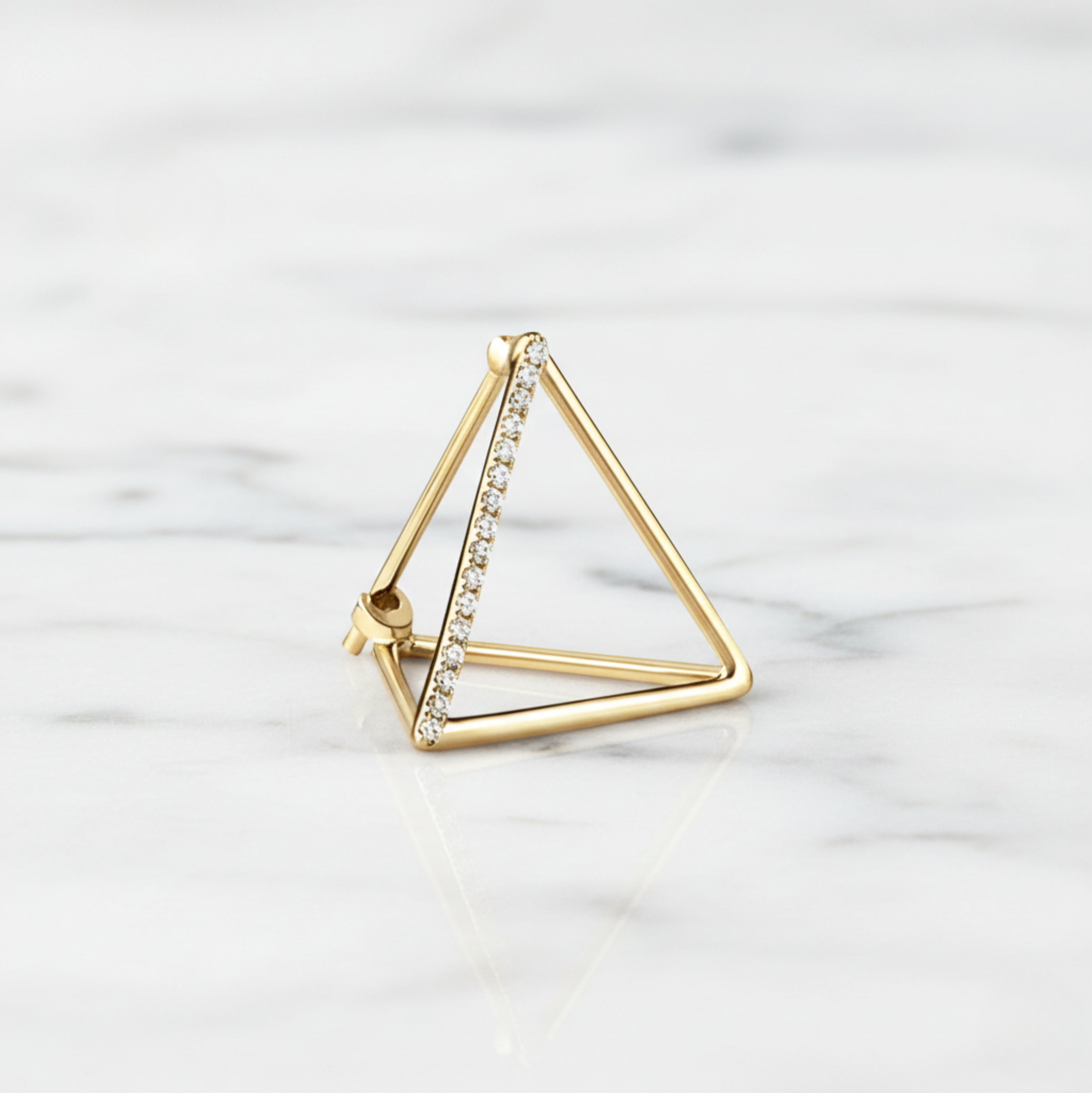 Triangle Pyramid Earrings Contemporary Style | Lab Grown Diamond | 14K Yellow Gold