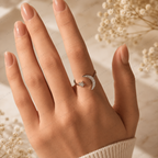 Moon and Star Lab Grown Diamond Ring, Celestial Diamond Ring, Crescent Moon Ring, Star Ring, Solid Gold Open Ring, Minimalist Promise Ring
