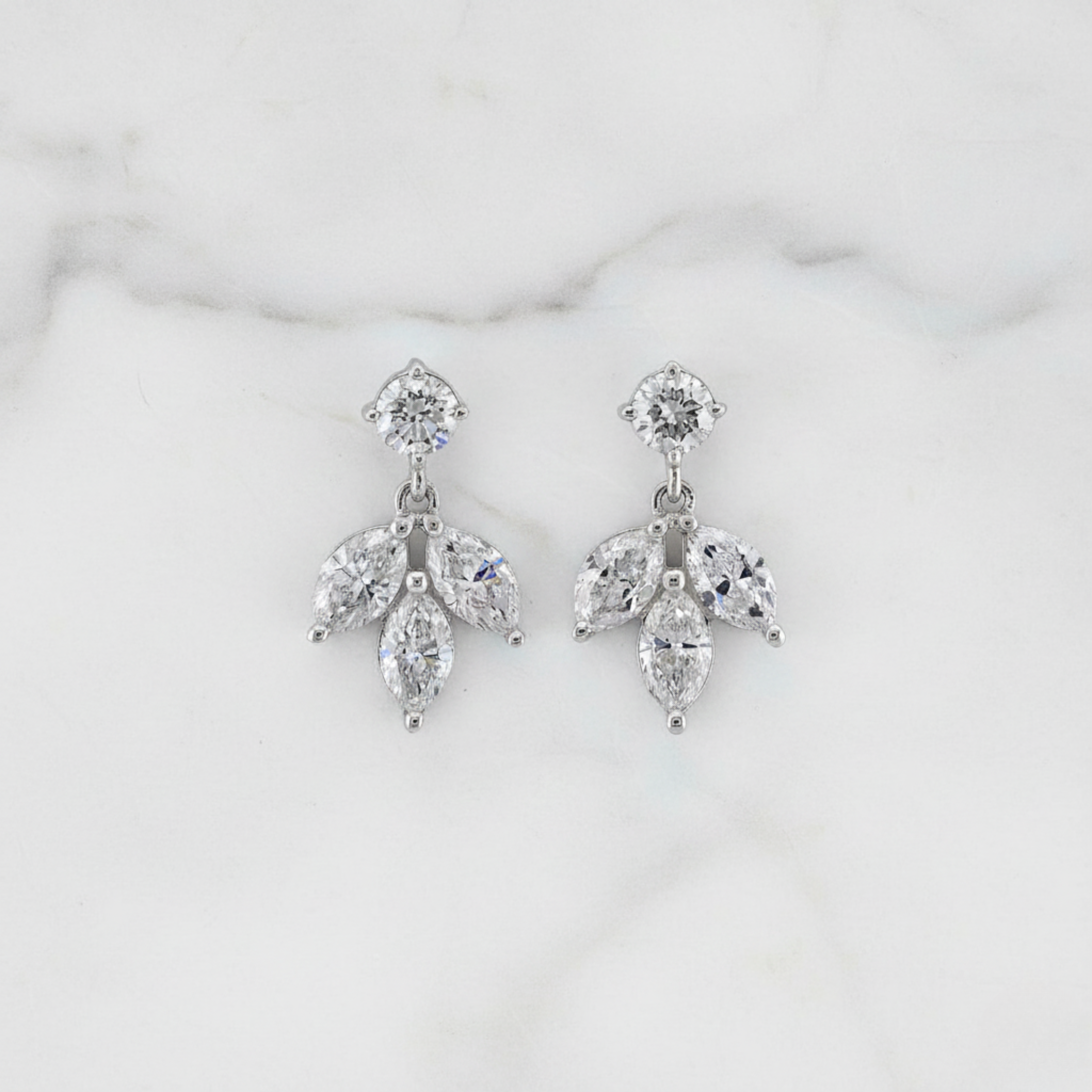 Cluster Floral Earrings | Lab Grown Diamond | 14K Yellow Gold Minimal Design