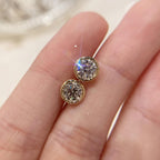 Modern Bezel Stud Earrings Round Cut | Lab Grown Diamond | 14K Yellow Gold