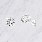 Round Lab Grown Diamond Solitaire Bridal Stud Earrings in Solid 14K Gold