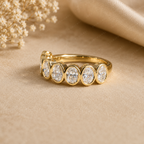 Seven Stone Oval Lab Grown Diamond Anniversary Band in Solid 14K Gold