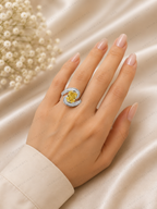 Yellow Radiant Lab Grown Diamond Ring, Radiant Cut Statement Ring, Modern Bypass Engagement Ring, Solid Gold Diamond Ring, Yellow Diamond