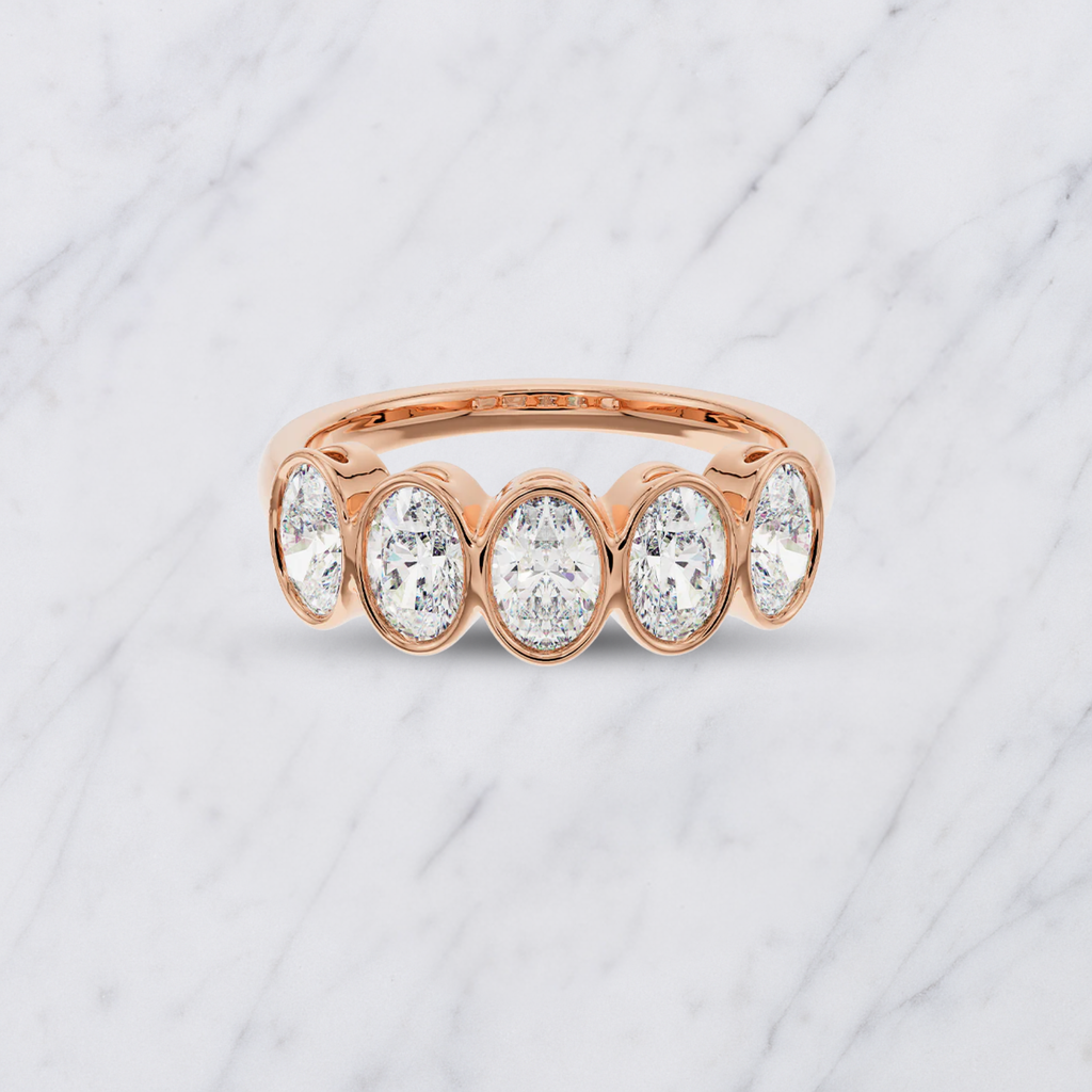 Oval Lab Grown Diamond 5-Stone Bezel Set Wedding Band