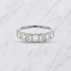 Emerald Cut Lab Grown Diamond Bezel Set Wedding Band in Solid 14K Gold