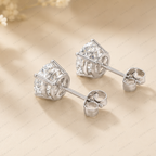 Round Lab Grown Diamond Solitaire Bridal Stud Earrings in Solid 14K Gold