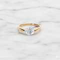 Modern Oval Cut East West Ring | Lab Grown Diamond | 14K Yellow Gold Sleek Style