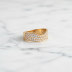 Wavy Pavé Ring Wide Curve Band | Lab Grown Diamond | 14K Yellow Gold