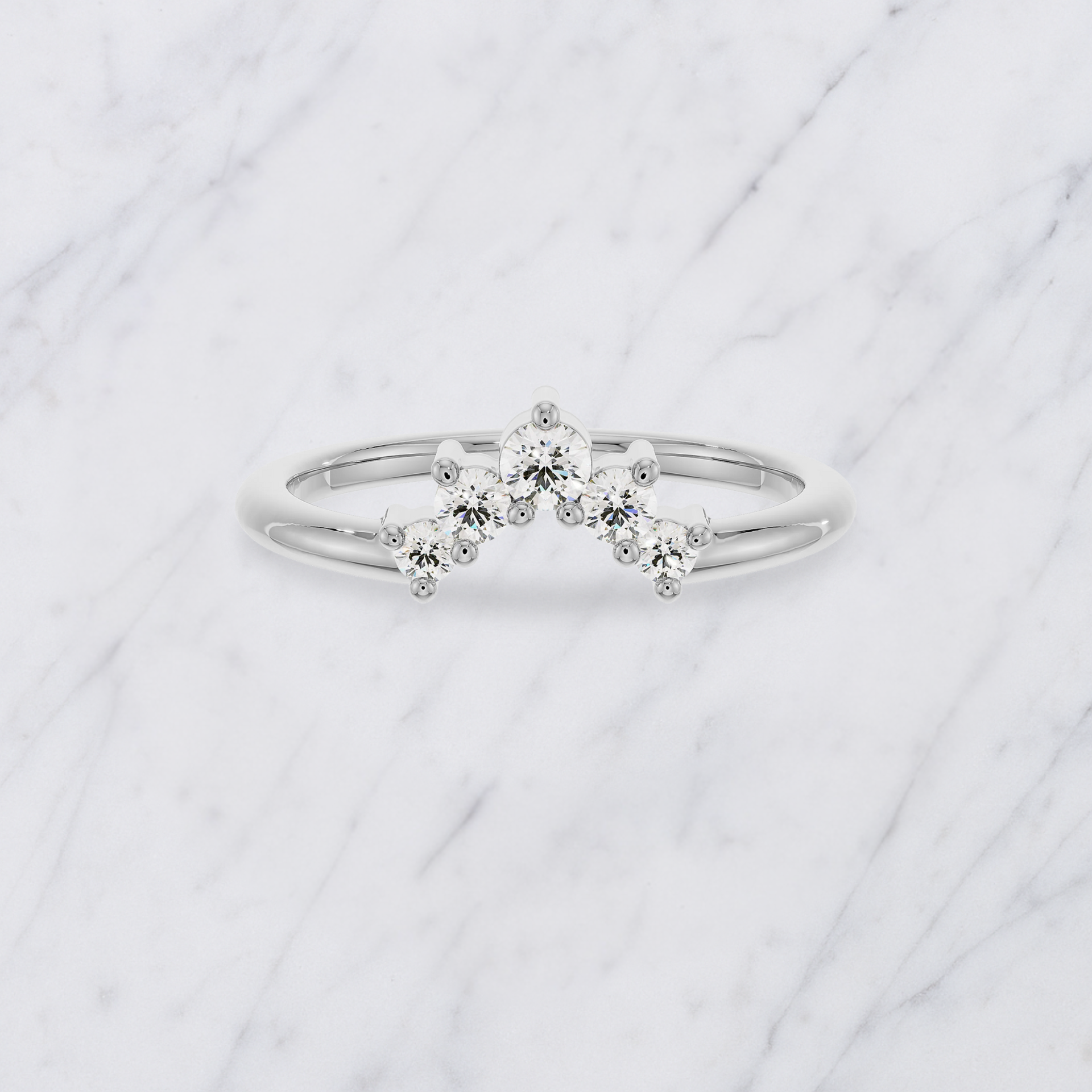 Curved Lab Grown Diamond Band with Round Stones – Bridal Ring