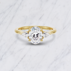 Lab Diamond Engagement Ring: 1.00ct Oval, Pear Side Stones