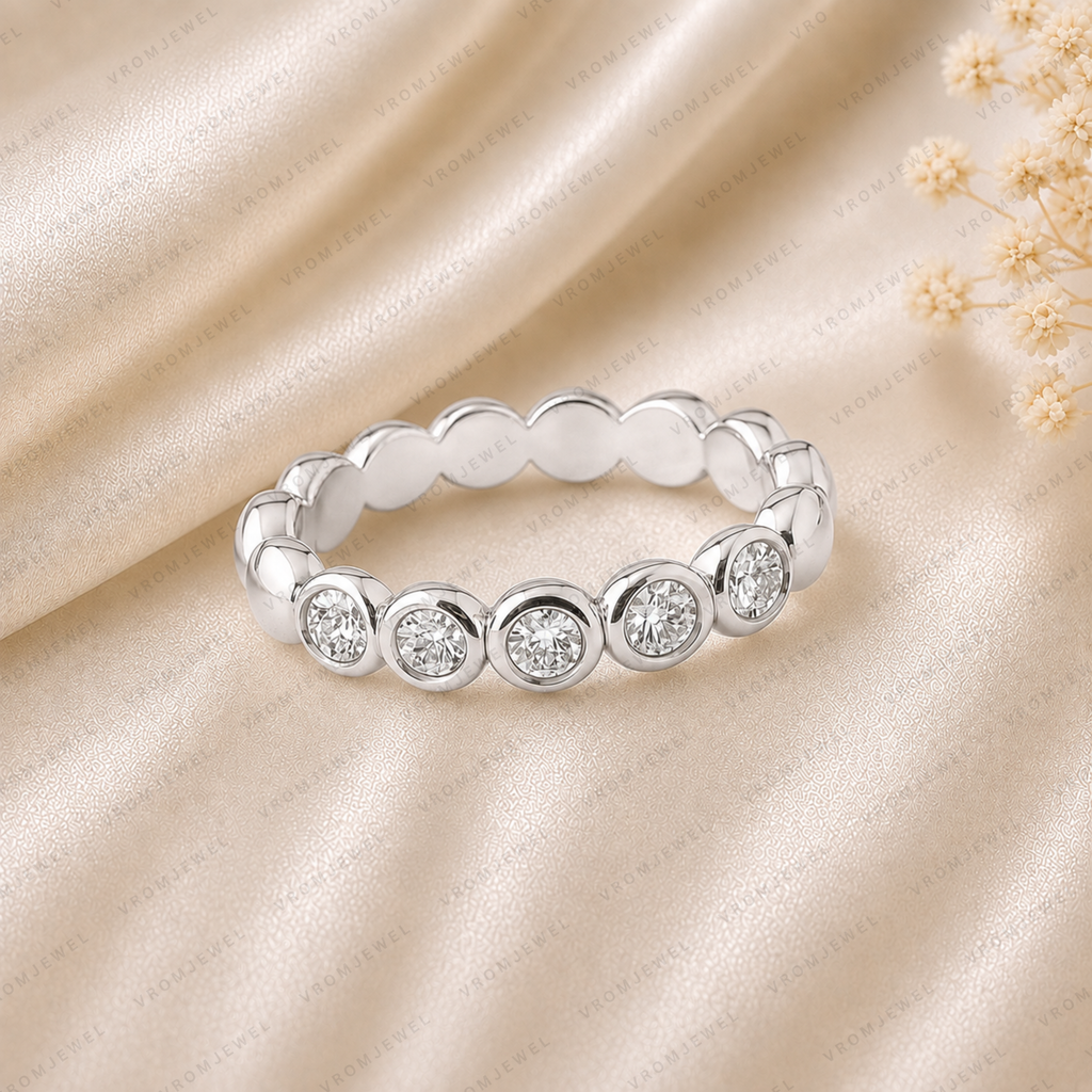 Bezel Set Diamond Eternity Band | Lab Grown | 14K Gold Anniversary Ring