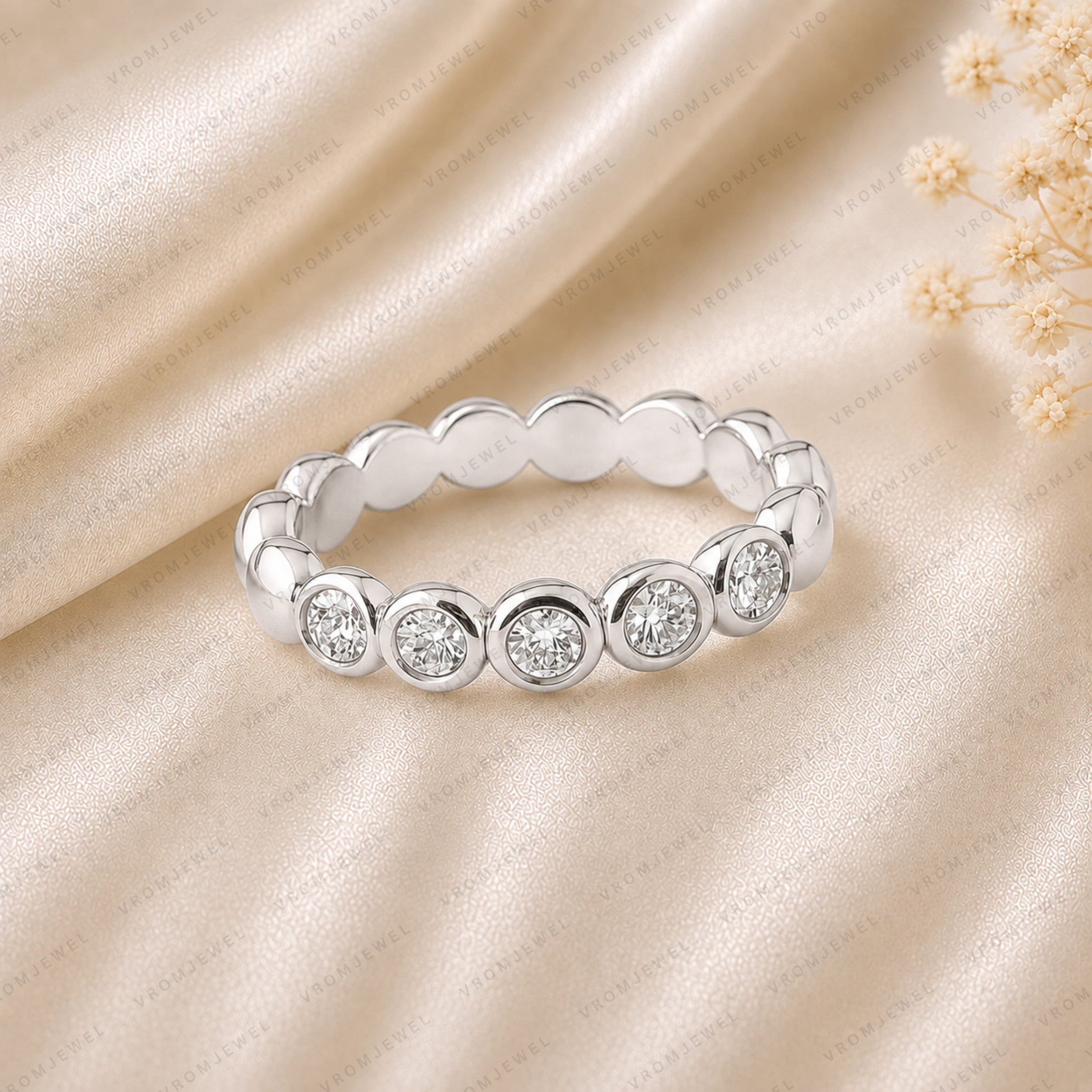 Bezel Set Diamond Eternity Band | Lab Grown | 14K Gold Anniversary Ring