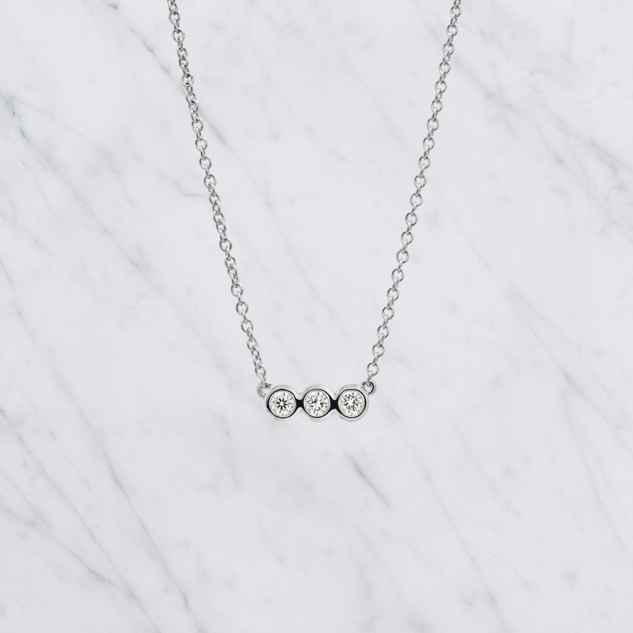 Dainty Trio Lab Diamond Necklace: 14k Gold Bridal Jewelry