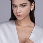 Duo Pendant Necklace Marquise and Emerald | Lab Grown Diamond | 14K Yellow Gold Modern Style