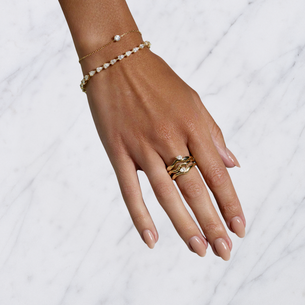 5.60ct Pear Cut Lab Grown Diamond Tennis Bracelet: 14k Gold Bridal Jewelry