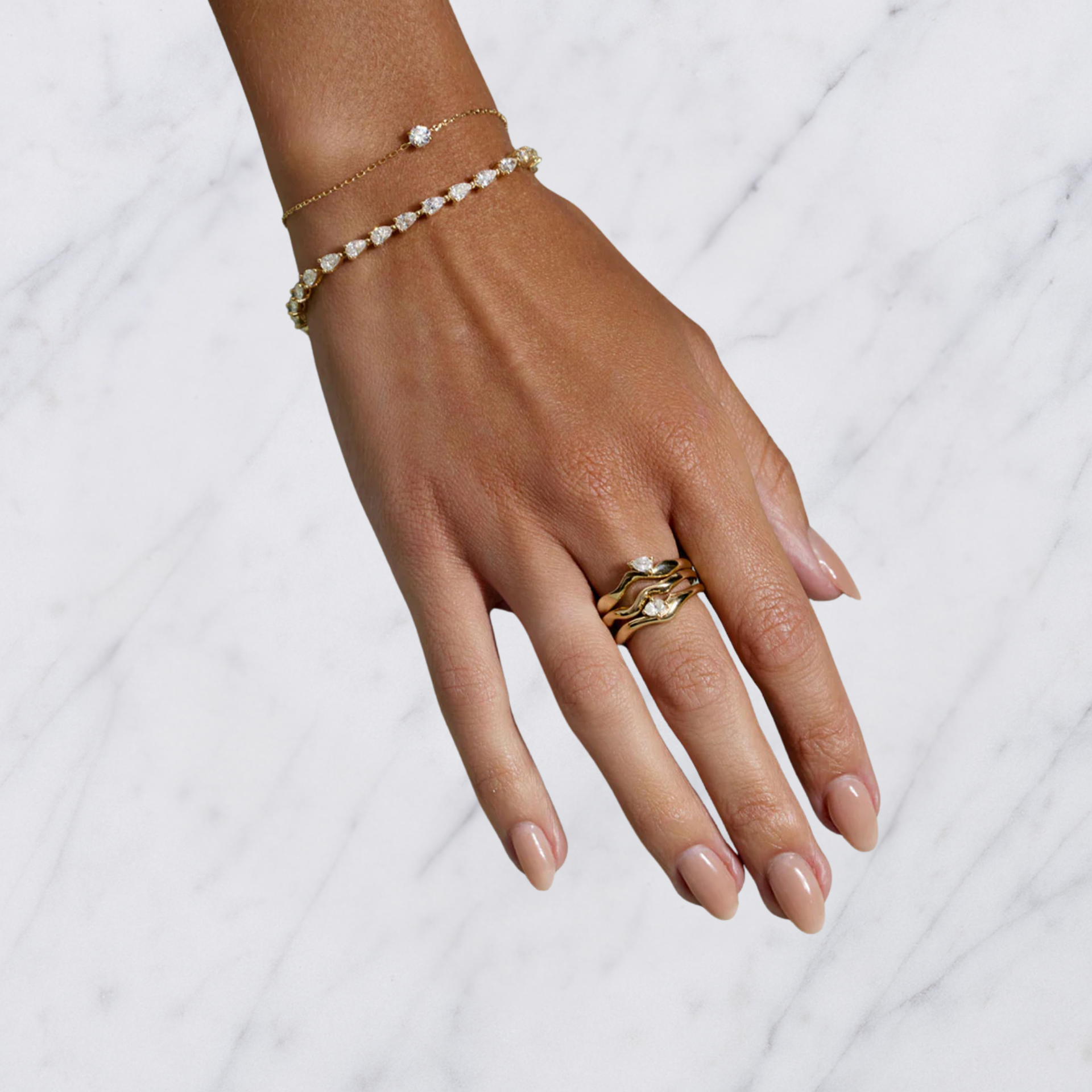 5.60ct Pear Cut Lab Grown Diamond Tennis Bracelet: 14k Gold Bridal Jewelry