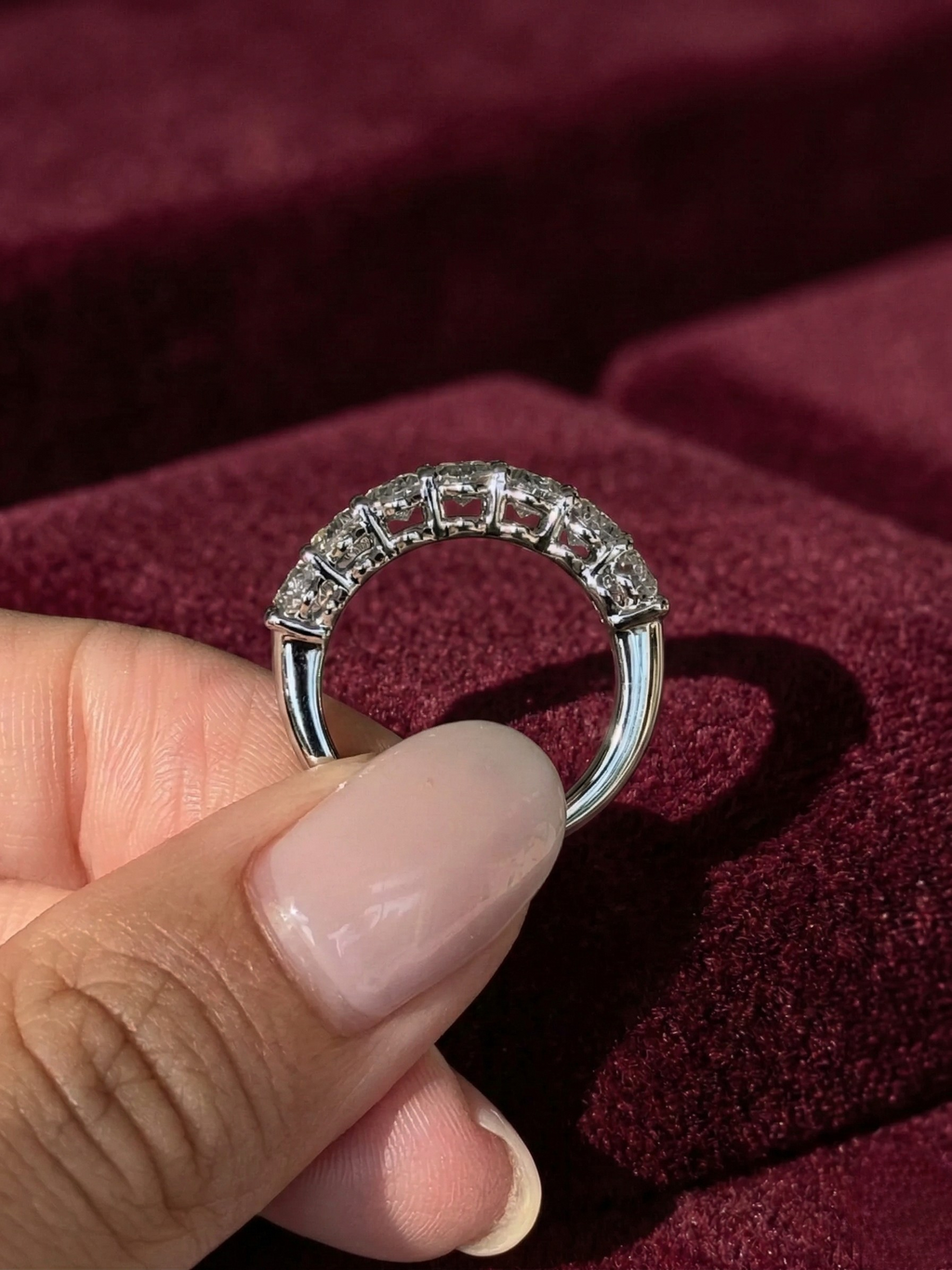 Oval Lab Grown Diamond Half Eternity Band, Oval Diamond Wedding Band, 2.10 Carat Diamond Anniversary Ring, Oval Diamond Stackable Band