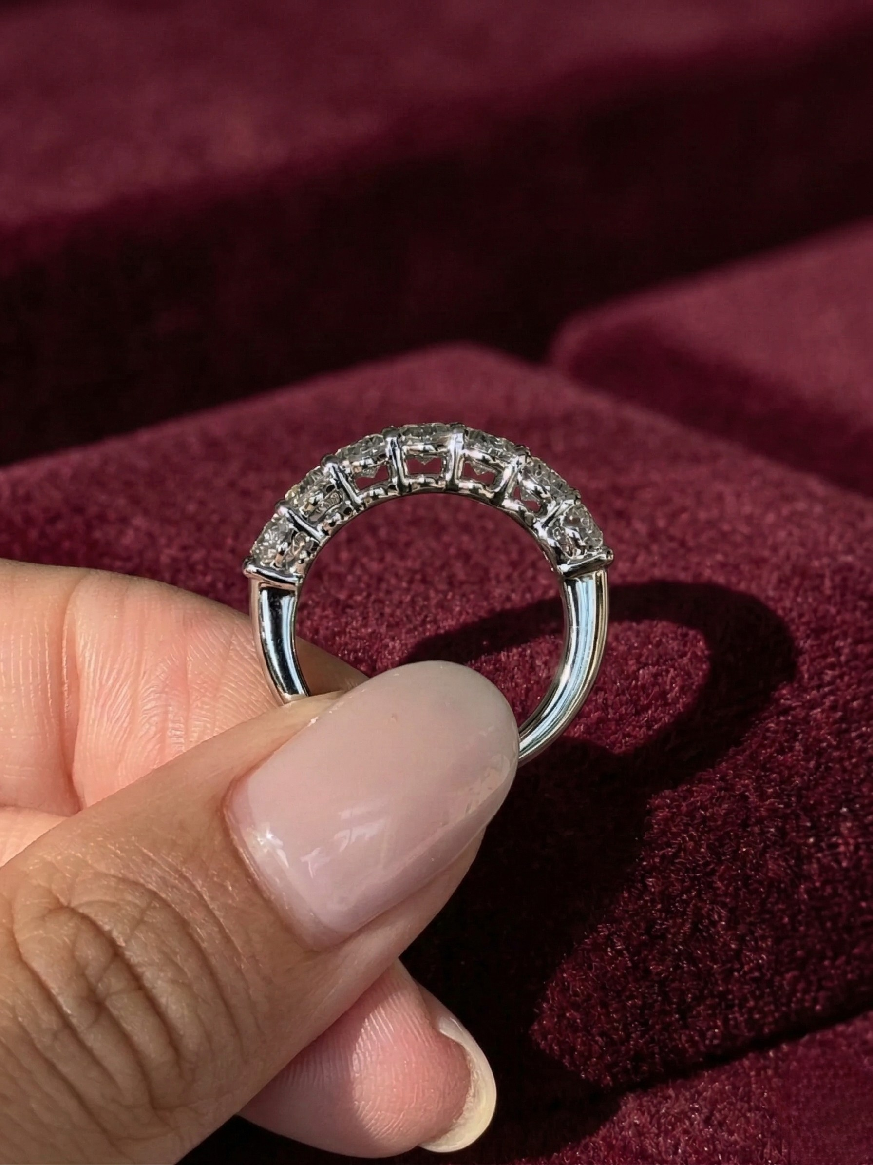 Oval Lab Grown Diamond Half Eternity Band, Oval Diamond Wedding Band, 2.10 Carat Diamond Anniversary Ring, Oval Diamond Stackable Band