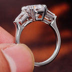 Unique Cushion Cut Ring with Bullet Cut Side Stones | Lab Grown Diamond | 14K Yellow Gold