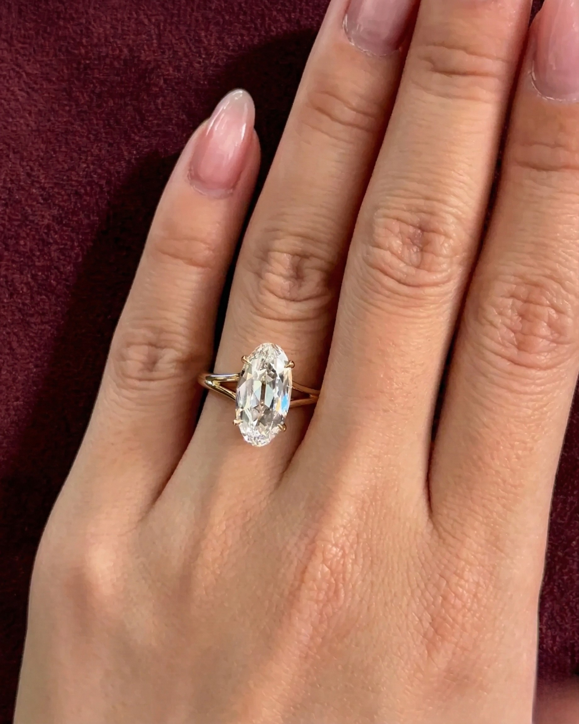 Moval Diamond Engagement Ring, Moval Cut Diamond Solitaire Ring, Elongated Oval Marquise Diamond Ring, Unique Diamond Engagement Ring.