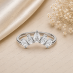 Curved Lab Grown Diamond Band with Pear Stones – Bridal Ring