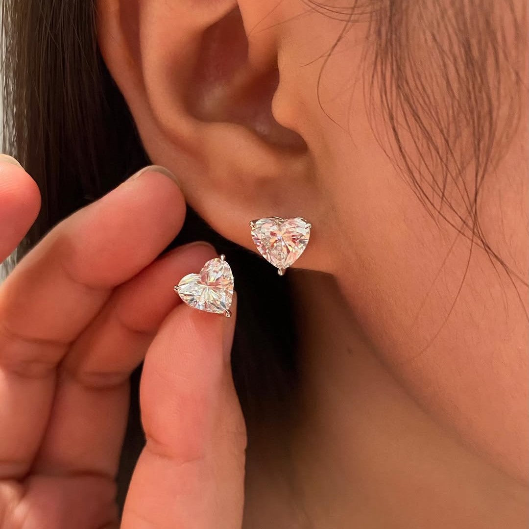 Minimalist Heart Cut Solitaire Studs | Lab Grown Diamond | 14K Yellow Gold