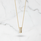 Minimal Box Pendant Necklace | Lab Grown Diamond | 14K Yellow Gold Rectangle Drop Design