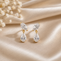Marquise & Pear Cut Lab Grown Diamond Two Stone Earrings in Solid 14K Gold