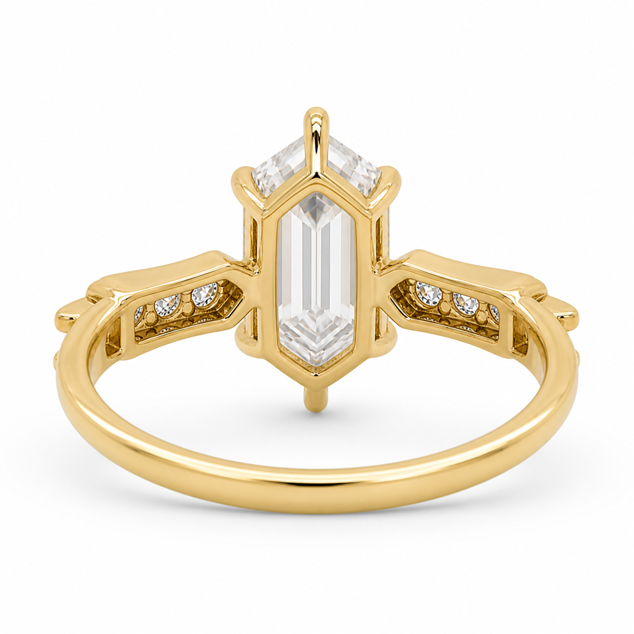 Hexagon Diamond Signet Ring, Hexagon Lab Grown Diamond Ring, Modern Geometric Gold Ring, Statement Diamond Ring, Unique Signet Ring