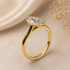 Marquise Cut Lab Grown Diamond Bezel Set Solitaire Ring in Solid 14K Gold