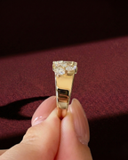 Mixed Shape Diamond Open Band Ring, Radiant Emerald Pear Marquise Diamond Ring, Multi Shape Diamond Statement Ring, Unique Diamond Open Ring