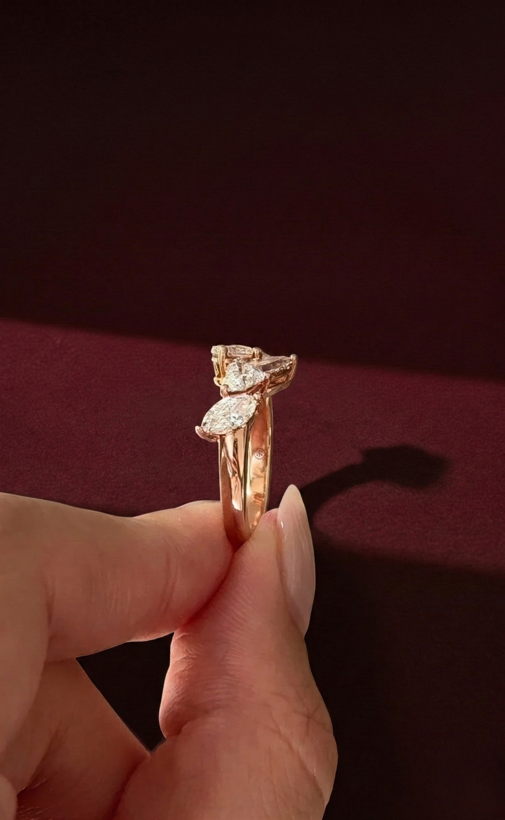Multi Shape Lab Grown Diamond Ring, Marquise Heart Pear Oval Emerald Diamond Ring, 1.60 Carat Fancy Shape Diamond Band, Unique Diamond Ring