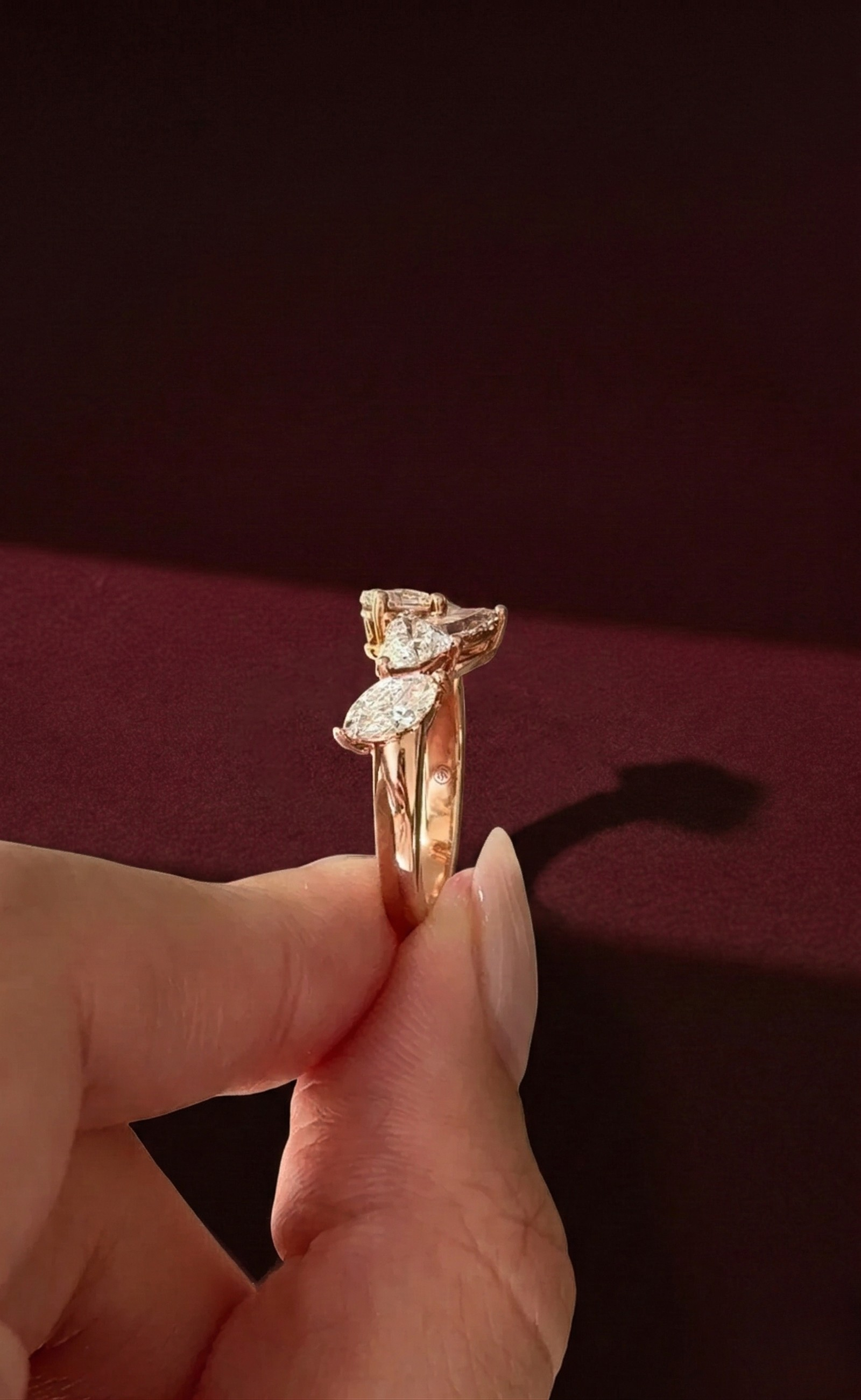 Multi Shape Lab Grown Diamond Ring, Marquise Heart Pear Oval Emerald Diamond Ring, 1.60 Carat Fancy Shape Diamond Band, Unique Diamond Ring
