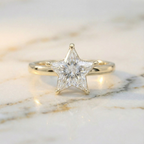 Star Cut Diamond Ring Modern Design | Lab Grown Diamond | 14K Yellow Gold