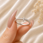 Lab Grown Diamond Cross Over Engagement Ring, Pavé Diamond Band, Crossover Solitaire Ring, IGI Certified, 10K 14K 18K Gold