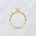 Oval Lab Grown Diamond Engagement Ring with Marquise & Round Halo in Solid 14K Gold